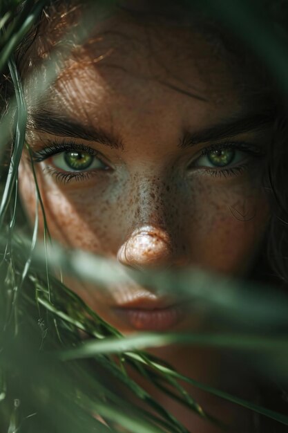 Foto un primer plano de la cara de una mujer