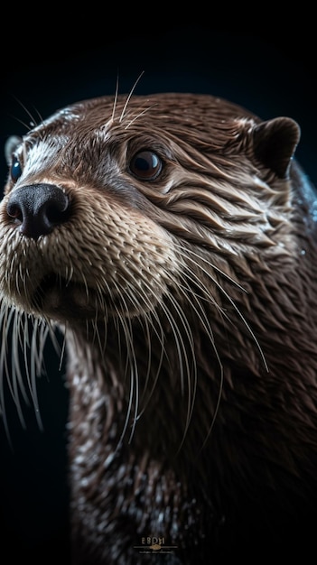 Un primer plano de la cara de una nutria