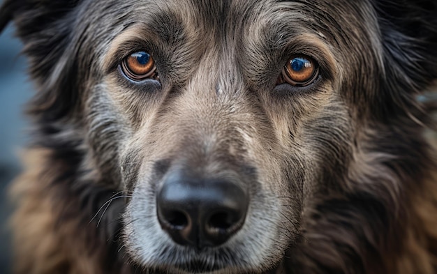 Primer plano de la cara de un perro mayor sabio