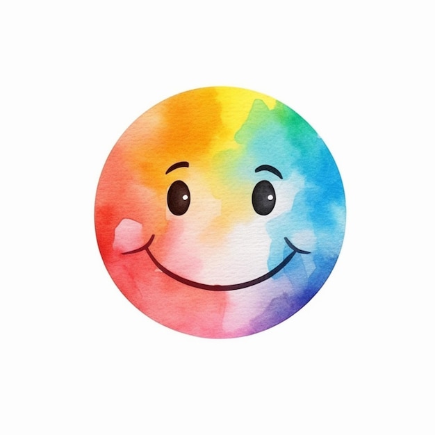 un primer plano de una cara sonriente pintada en una acuarela de color arco iris generativa ai