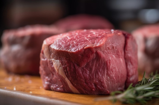 Un primer plano de una carne cruda en una tabla para cortar