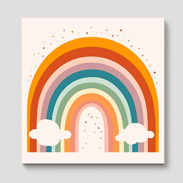 Foto un primer plano de un cartel con un arco iris y nubes generativo ai