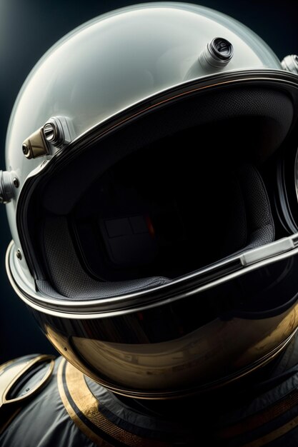 Foto un primer plano de un casco sobre un fondo negro
