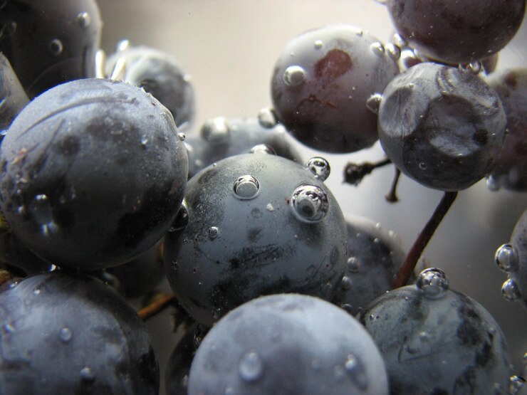 Foto primer plano de las cerezas húmedas