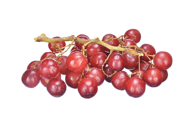 Primer plano de cerezas rojas sobre un fondo blanco
