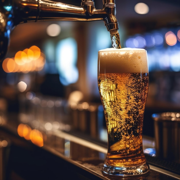 Foto un primer plano de la cerveza en un vaso