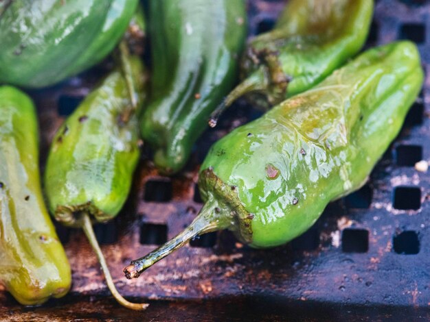 Foto primer plano de los chiles verdes