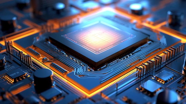 Un primer plano de un chip de computadora Arte generativo de IA