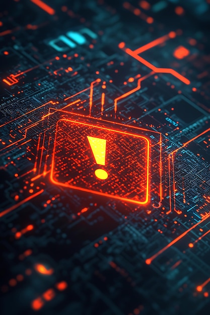 un primer plano de un chip de computadora con una luz roja en él