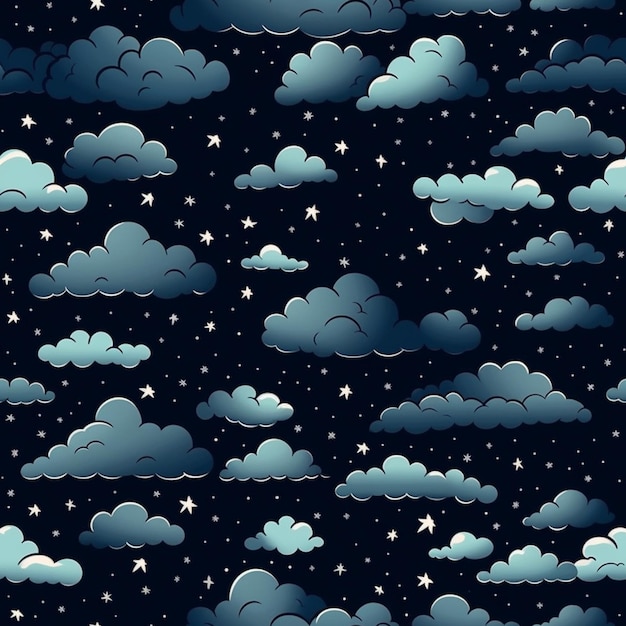 Un primer plano de un cielo nocturno con nubes y estrellas ai generativo