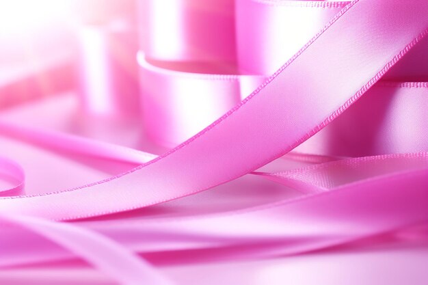 Un primer plano de una cinta de seda rosada