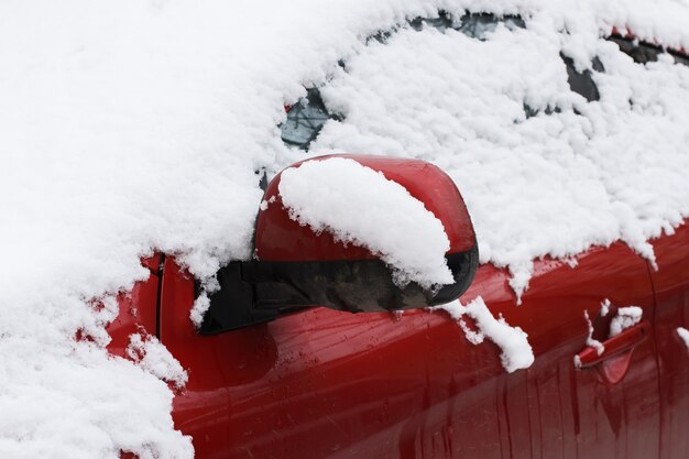 Primer plano, de, un, coche, debajo, el, nieve