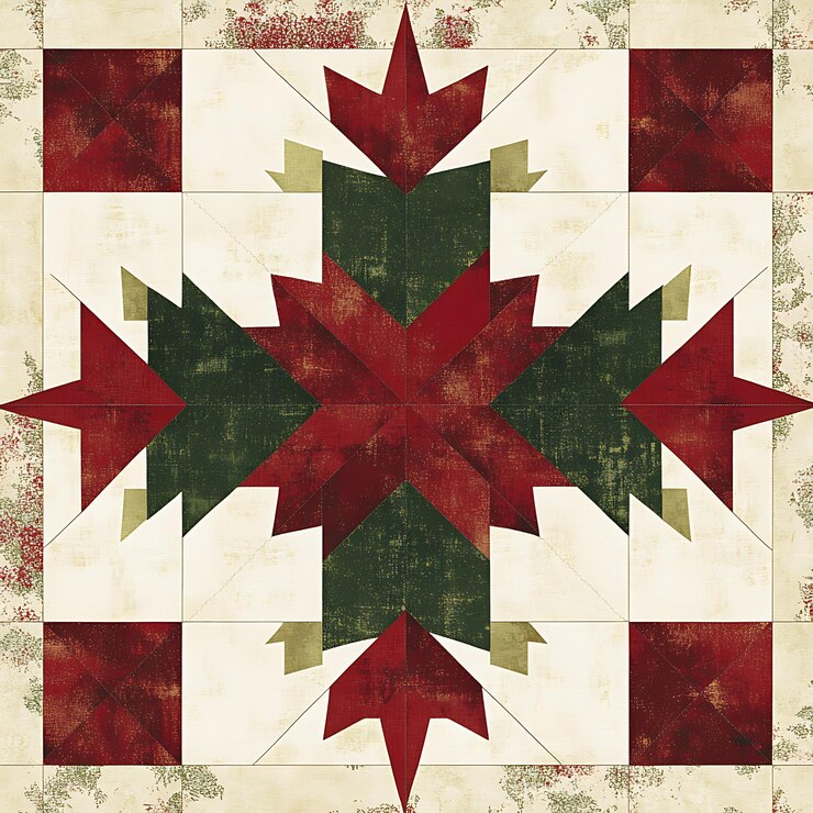 Foto un primer plano de una colcha con un diseño rojo y verde