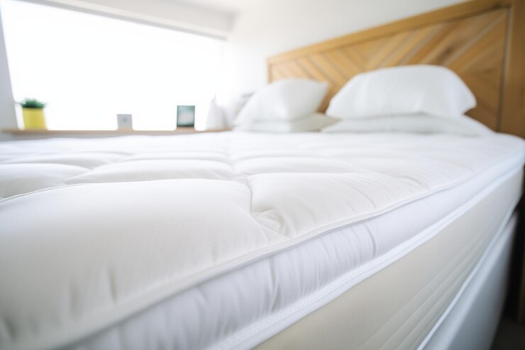 Un primer plano de un colchón de lujo en una cama grande
