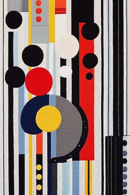 un primer plano de una colorida pintura abstracta con círculos y rayas ai generativo