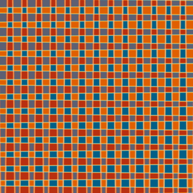 Un primer plano de un colorido fondo a cuadros naranja y azul