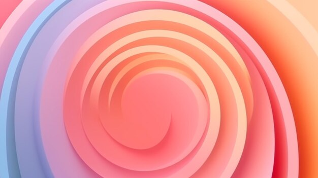 Un primer plano de un colorido fondo en espiral con un centro generativo rosa y azul ai
