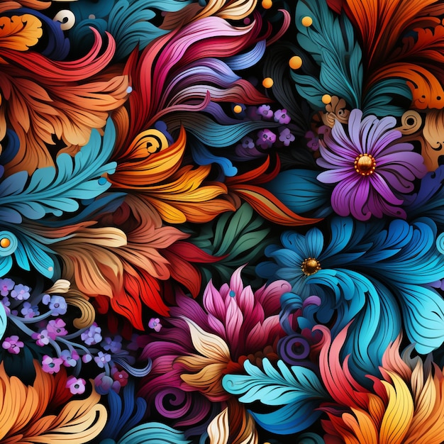 un primer plano de un colorido fondo floral con muchos colores diferentes ai generativo