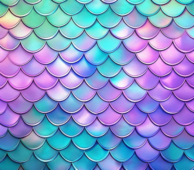 un primer plano de un colorido patrón de escala de peces en una pared generativa ai