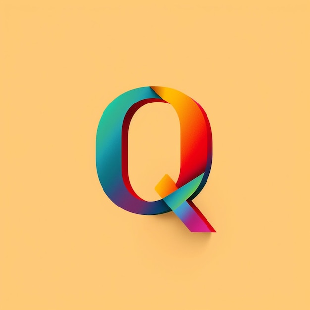 Foto un primer plano de un colorido q con una flecha curva ai generative