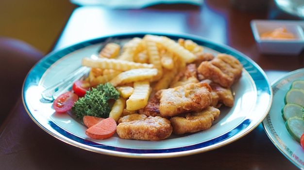 Primer plano de la comida en el plato sobre la mesa