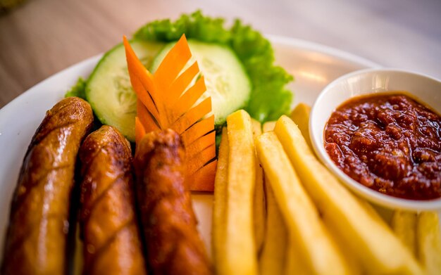 Foto primer plano de la comida en el plato