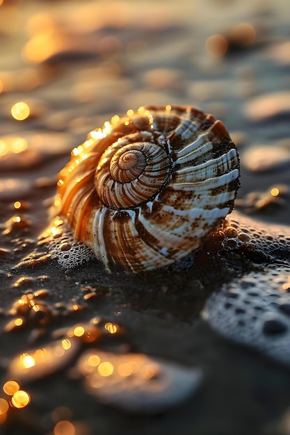 Foto un primer plano de una concha de mar en una playa