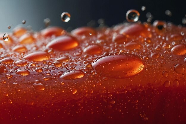 Foto primer plano de la condensación en un vaso de jugo de tomate