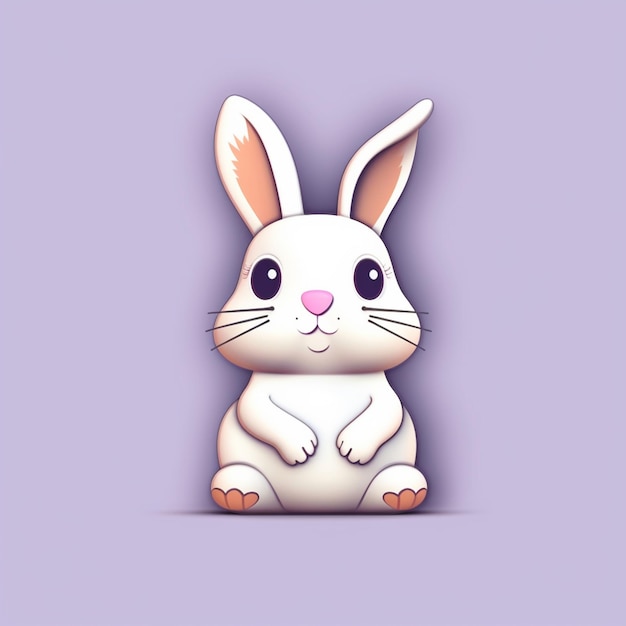 un primer plano de un conejo blanco con una nariz rosa generativa ai