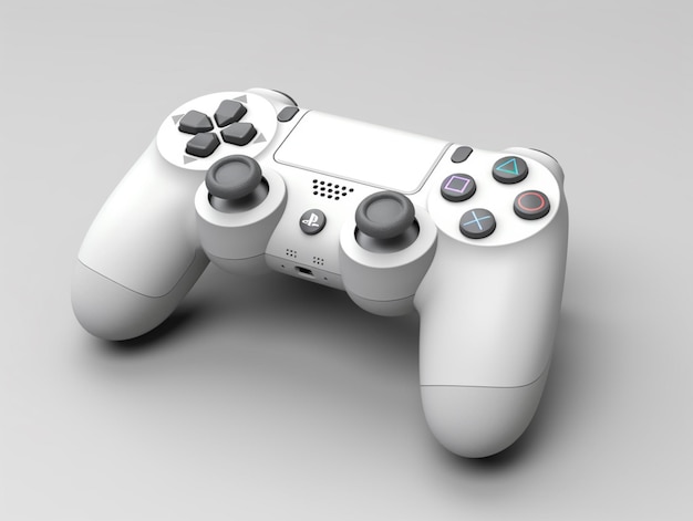 Foto un primer plano de un controlador de juego blanco sobre una superficie gris generativa ai