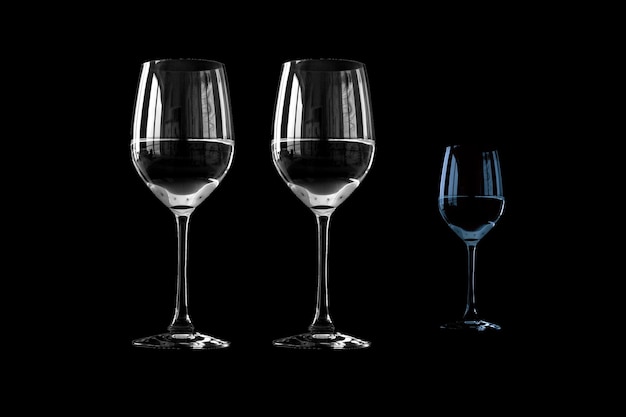 Primer plano de copas de vino contra un fondo negro