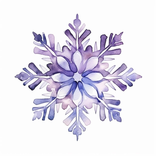 un primer plano de un copo de nieve con colores púrpura y azul ai generativo