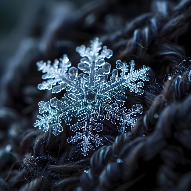 un primer plano de un copo de nieve en una cuerda