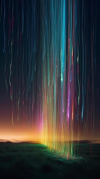 un primer plano de una corriente de luz de color arco iris en el cielo ai generativo