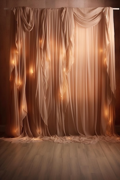 Foto un primer plano de una cortina con luces en ella en una habitación generativa ai
