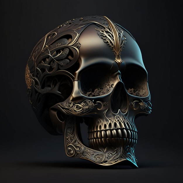 Un primer plano de un cráneo con un diseño generativo