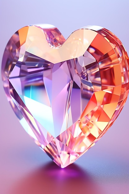 Un primer plano de un cristal en forma de corazón