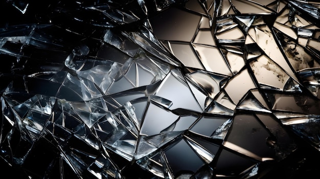 Un primer plano de un cristal roto