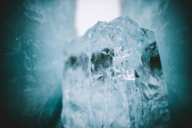 Foto primer plano de los cristales de hielo