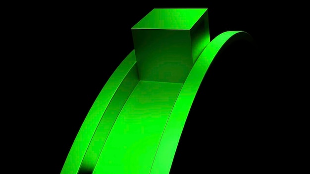 Primer plano del cubo colorido de metal en movimiento a lo largo del concepto de diseño de figura doblada del surrealismo