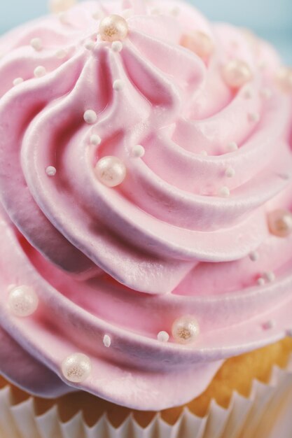 Primer plano de cupcake rosa