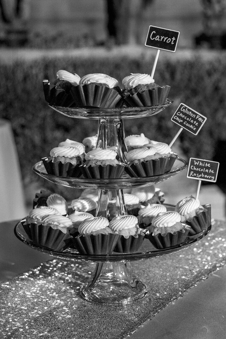 Foto primer plano de los cupcakes en la mesa