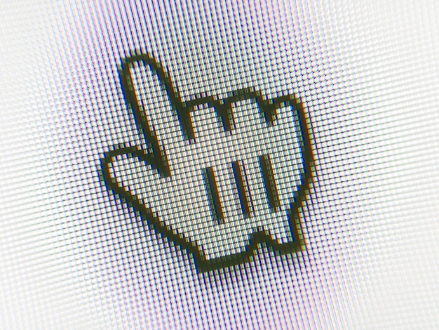 Foto primer plano del cursor en el monitor de la computadora