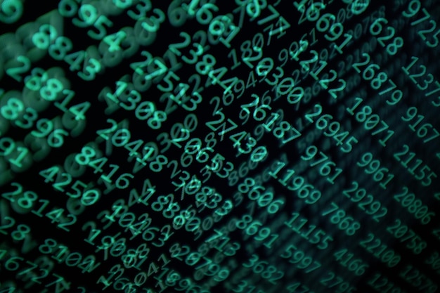 Primer plano de los datos en el monitor de la computadora