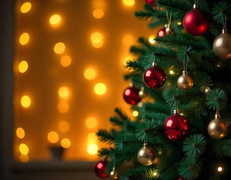 Primer plano de la decoración del árbol de Navidad
