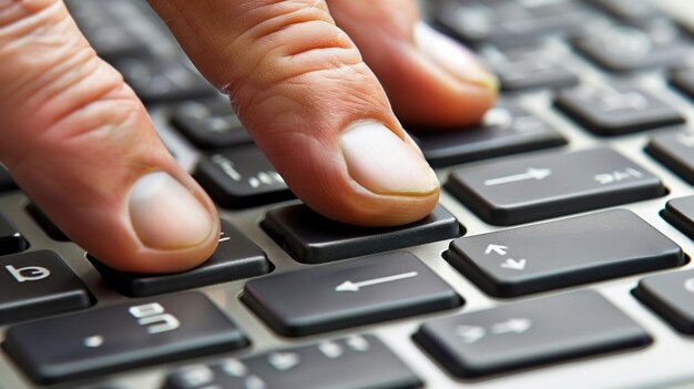 Un primer plano de los dedos en un teclado de computadora