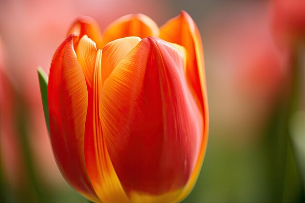 Primer plano de un delicado tulipán de primavera sus pétalos en plena floración