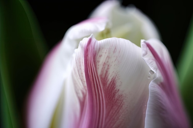 Primer plano de delicados pétalos de tulipán de primavera en plena floración