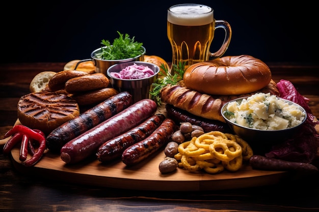 Primer plano de las delicias tradicionales alemanas del Oktoberfest