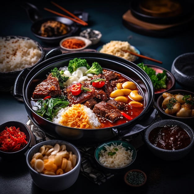 Un primer plano de la deliciosa comida asiática